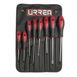 Juego de destornilladores con mango bimaterial combinados, 8 piezas en estuche