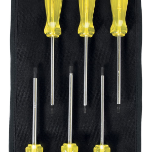 Juego de destornilladores con mango ámbar punta torx, 6 piezas en estuche