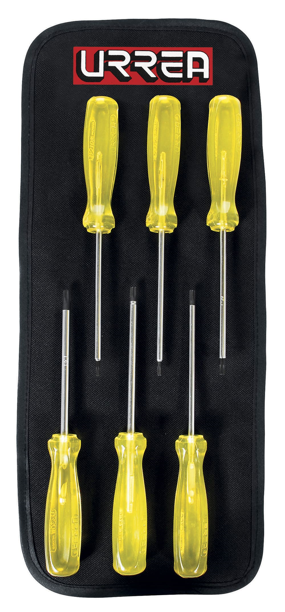 Juego de destornilladores con mango ámbar punta torx, 6 piezas en estuche