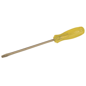 Destornillador de bronce-aluminio antichispa con mango ámbar, punta plana de 1/4"