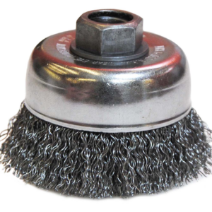 5" cepillo de copa de alambre ondulado, .020", inox, 5/8"-11/m14 multi-rosca