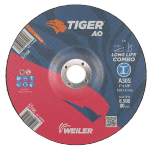 7" x 1/8" disco combo tipo 27 corte/desbaste tiger, a30s, entrada 7/8"