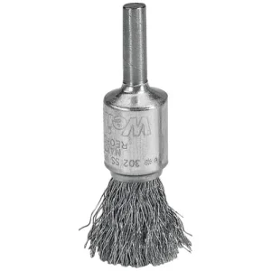 1" cepillo de punta con vástago de alambre ondulado, .006" inox.