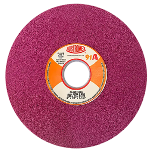 Rueda abrasiva vitrificada ruby de 8" x 1/2" x 1-1/4" en g 80 para rectificado de aceros con alto contenido de cromo
