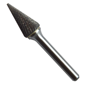 Lima rotativa de carburo de tungsteno cónica de 14º punta tipo sm-5 (28º) de 1/2" x 7/8" x 1/4" de doble filo para desbaste pesado