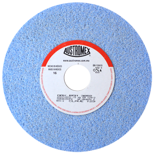 Rueda abrasiva vitrificada azul de 8" x 1/2" x 1-1/4" en g 46 para rectificado de aceros grado herramienta