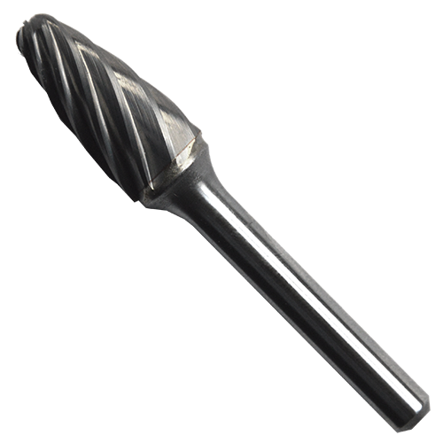 Lima rotativa de carburo de tungsteno árbol punta redonda tipo sf-5 de 1/2" x 1" x 1/4" de un filo para desbaste pesado de metales no ferrosos