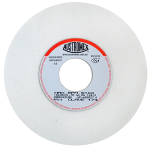 Rueda abrasiva vitrificada blanca de 6" x 1/4" x 1-1/4" en g 60 para rectificado de acero