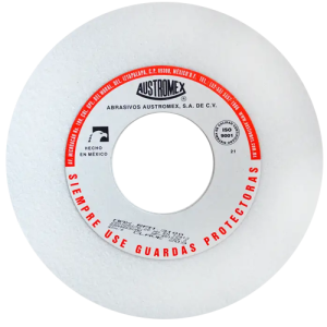 Rueda abrasiva vitrificada blanca de 10" x 1" x 3" en g 46 para rectificado de acero