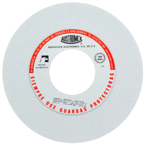 Rueda abrasiva vitrificada blanca de 10" x 1" x 3" en g 60 para rectificado de acero