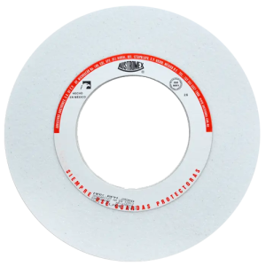 Rueda abrasiva vitrificada blanca de 12" x 1-1/2" x 5" en g 60 para rectificado de acero