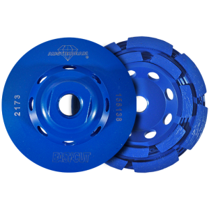 Copa de diamante segmentada de 4" con entrada 5/8"-11h, de dos hileras, azul para desbaste de piedra, easy-cut