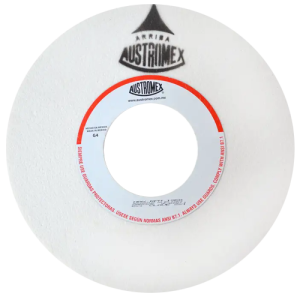 Rueda abrasiva vitrificada blanca de 16" x 1-1/2" x 5" en g 60 para rectificado de acero