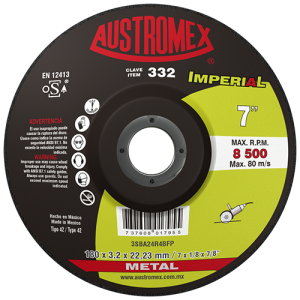 Disco de 7" x 1/8" x 7/8" con centro deprimido para corte de metal, imperial