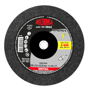 Disco de 9" x 5/64" x 7/8" para corte de metal, magma