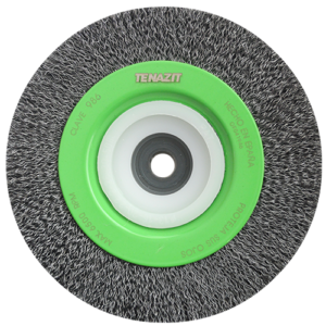 Cepillo circular de 6" de alambre ondulado de acero al carbón calibre 0.014" con entrada multieje, magma