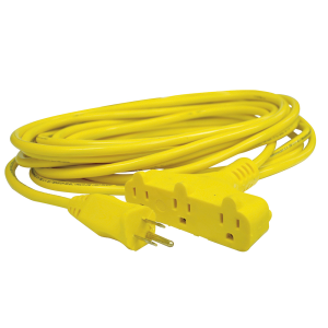 Extensión eléctrica tipo abanico uso rudo aterrizada color amarillo, 8 m
