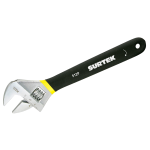 Llave ajustable cromada con mango rubber grip de plastisol 12"