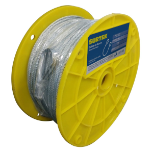 Cable de acero con guardacabo recubrimiento pvc 1/8" x 76 m construcción de 7 x 7