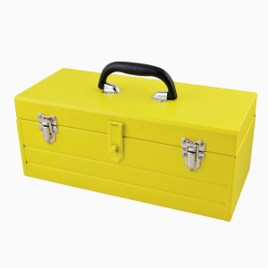 Caja portaherramientas metálica color amarillo con charola 23" x 9" x 7"