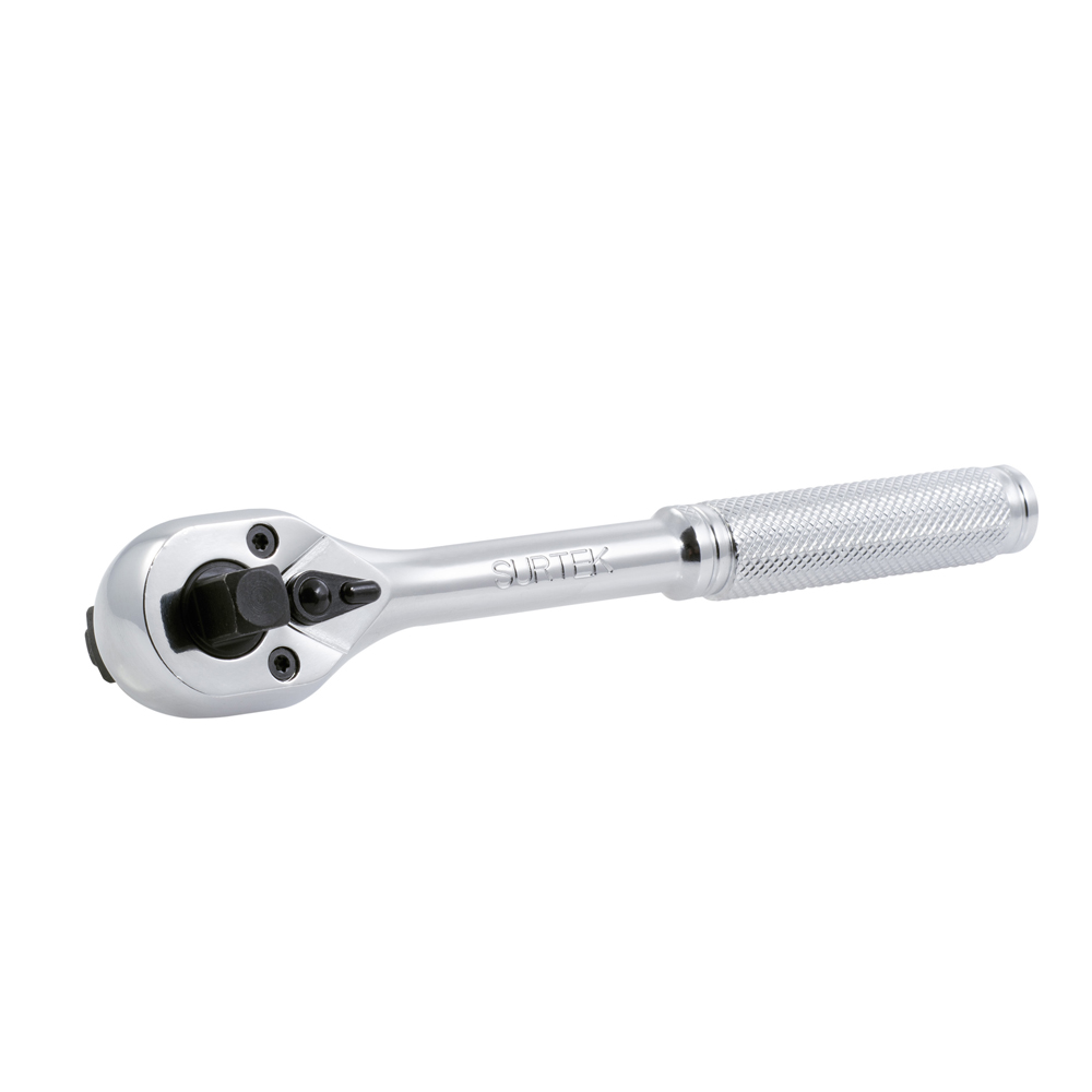 Matraca triple cuadro, cabeza tipo pera, para dados cuadro de 1/4", 3/8", y 1/2"