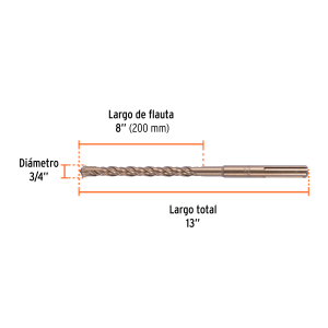 Broca sds ma x de 3/4 x 13', truper