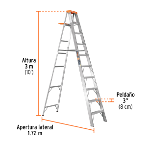 Escalera de tijera tipo ii 9 peldaños y bandeja, truper