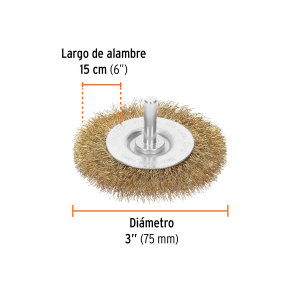 Carda circular 3' alambre grueso para taladro, truper