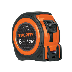 Flexómetro compacto contra impactos 8 m cinta 25 mm, truper
