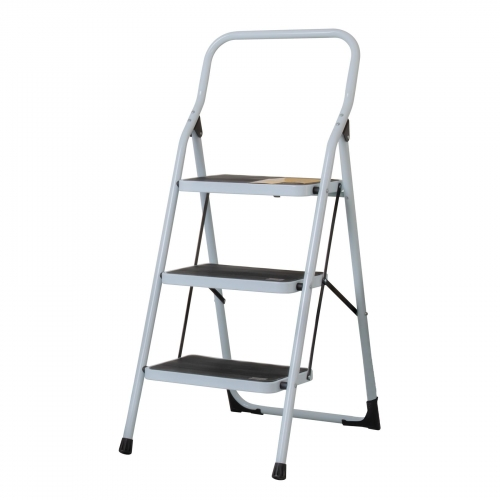 Escalera tubular, plegable, 3 peldaños, pretul