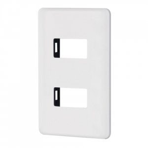 Placa 2 módulos de abs, blanca, volteck basic