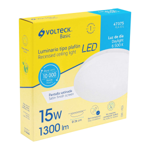 Luminario led 15w plafón decorativo liso, luz de día, basic