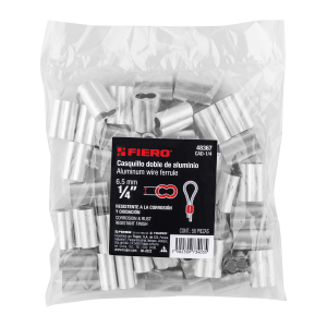 Bolsa con 50 casquillos dobles de aluminio, 1/4', fiero