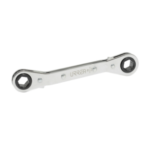 Llave de estrías pulido espejo acodada de matraca métrica, 6 puntas, 9 x 10 mm