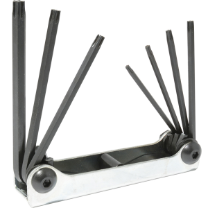 Juego de llaves hexagonales tipo navaja torx t10 a t40 estuche metálico, 7 pz