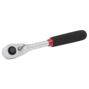 Matraca reversible con mango rubber grip, quick release, para dado cuadro de 3/8"