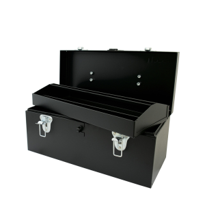 Caja portaherramientas metálica con asa metálica color negro 16" x 7" x 7"