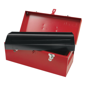 Caja portaherramientas métalica con asa plástica color rojo 17" x 7" x 7"