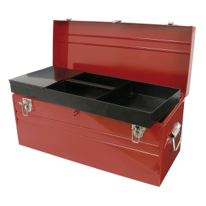 Caja portaherramientas métalica con asa plástica color rojo 23" x 10" x 11"